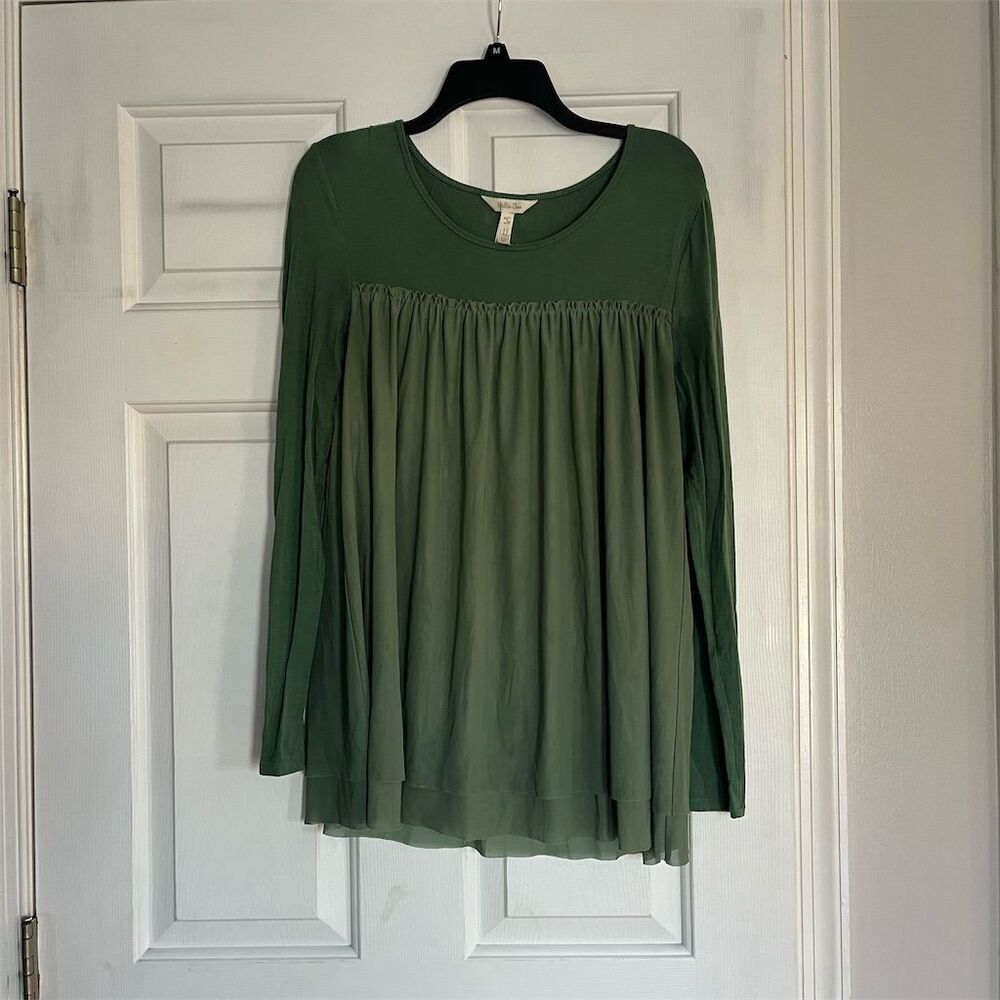 Matilda Jane Women's XS Sage Green Long Sleeve Babydoll Blouse